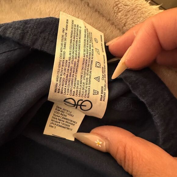 Ella Moss Blue Puff Sleeve Blouse with Bib Collar - Picture 8 of 8